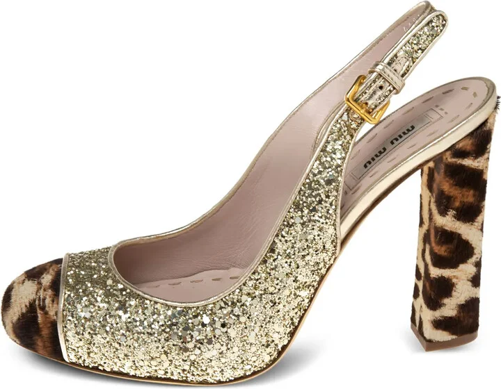 110mm Panelled Slingback Pumps