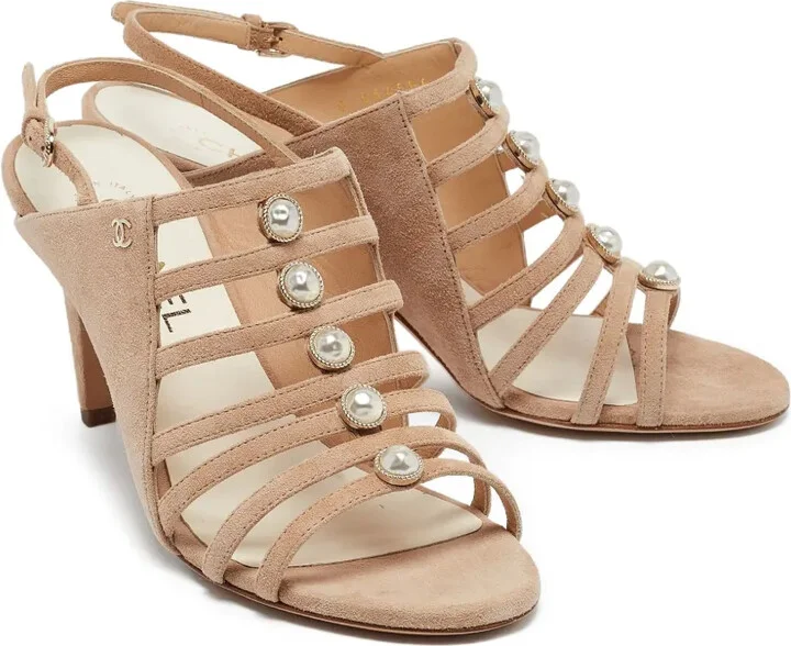 110mm Pearl-Embellished Heeled Sandals - Image 2