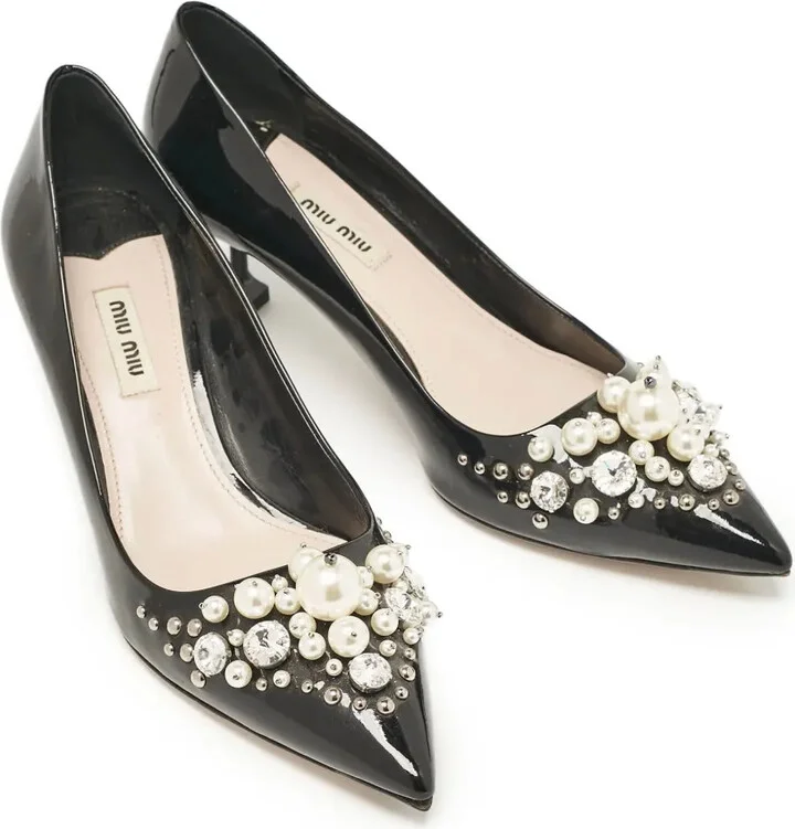110mm Pearl-Embellished Pointed-Toe Pumps - Image 2