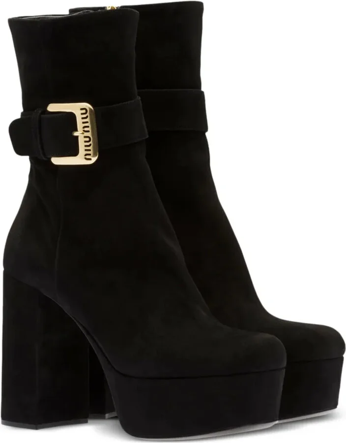 110mm Platform Suede Boots - Image 2