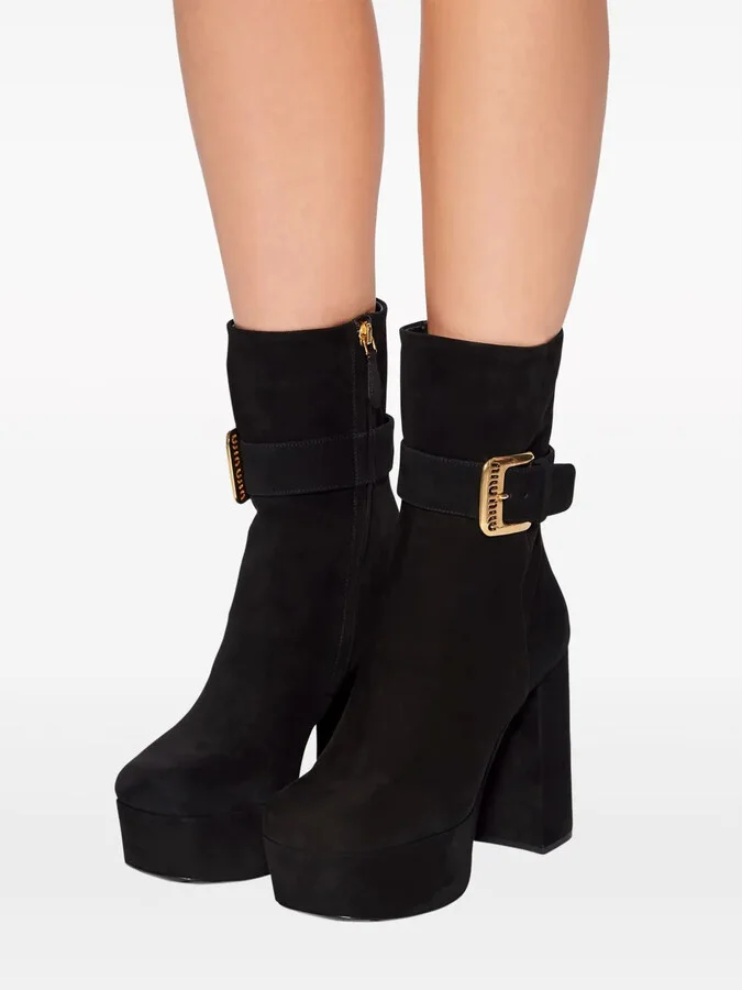 110mm Platform Suede Boots - Image 5
