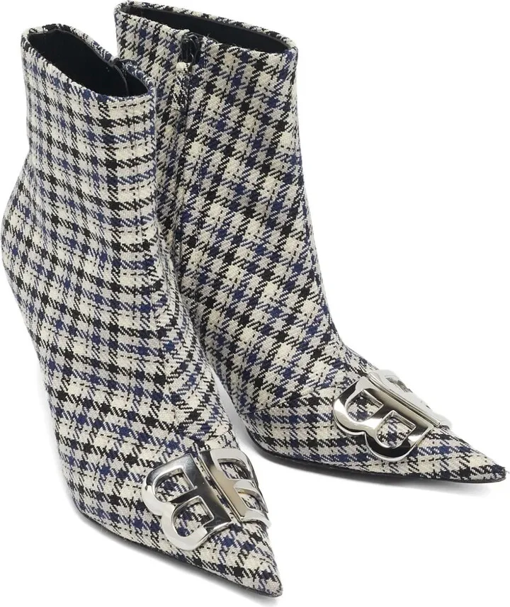 110mm Pointed-Toe Checked Boots - Image 2
