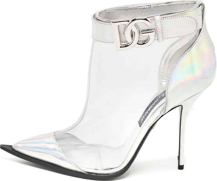 110mm Pointed-Toe Clear Ankle Boots