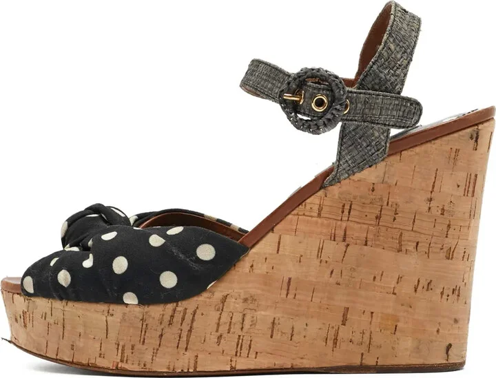 110mm Polka-Dot Wedge Sandals