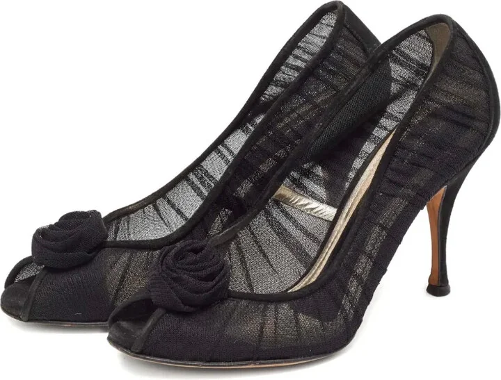 110mm Rose-Appliqué Tulle Pumps - Image 2
