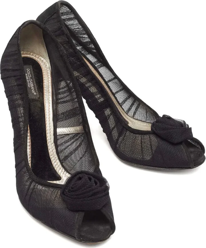 110mm Rose-Appliqué Tulle Pumps - Image 5