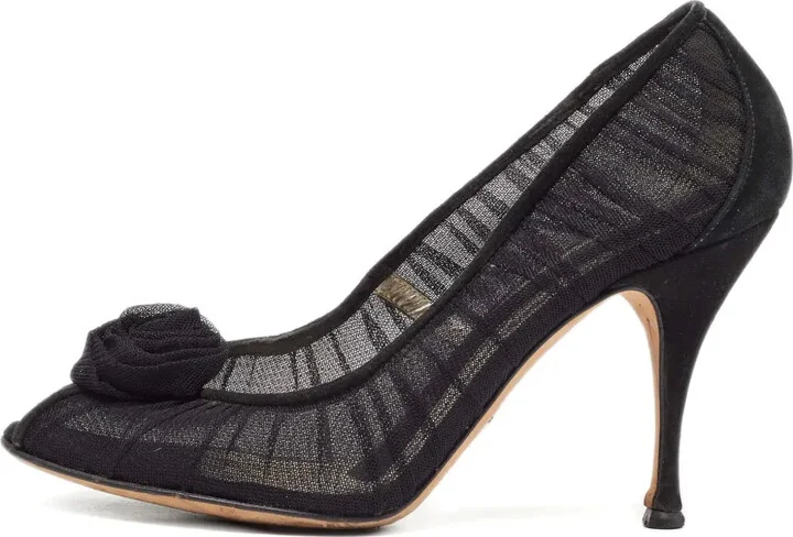 110mm Rose-Appliqué Tulle Pumps