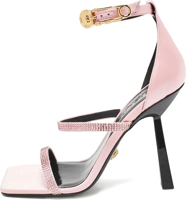 110mm Satin Rhinestone-Embellished Sandals