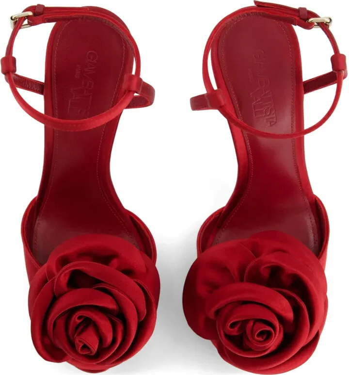 110mm Satin Rose-Embellished Sandals - Image 4