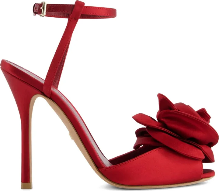 110mm Satin Rose-Embellished Sandals