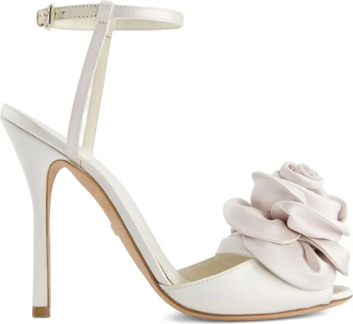 110mm Satin Rose-Embellished Sandals