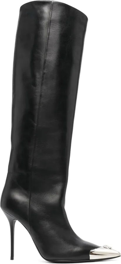 110mm Skull-Detail Leather Boots