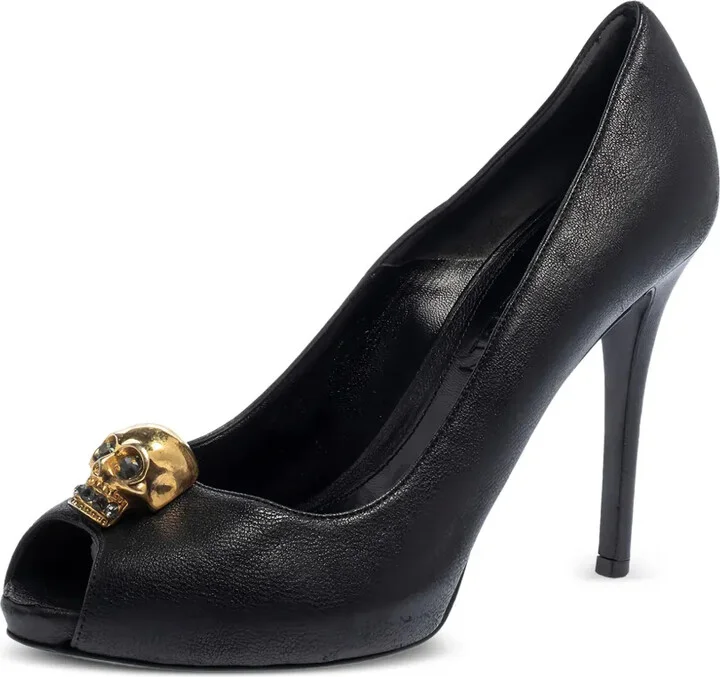 110mm Skull-Embellished Peep-Toe Pumps - Image 2