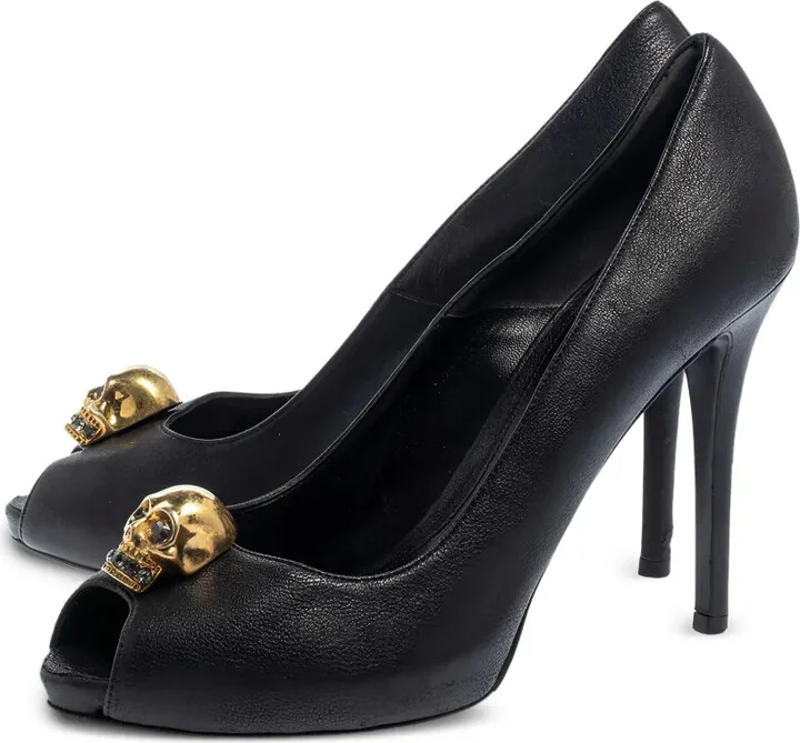 110mm Skull-Embellished Peep-Toe Pumps - Image 5