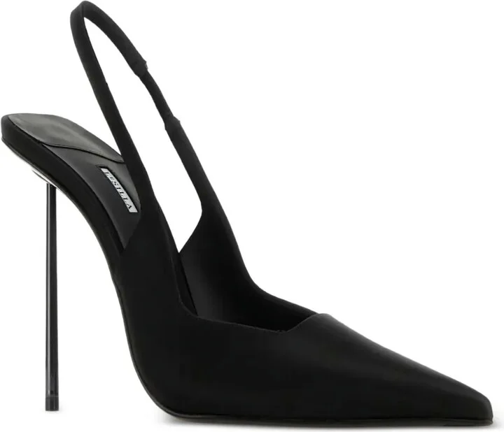 110mm Sling Back Satin Heeled Pumps - Image 2