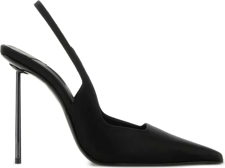 110mm Sling Back Satin Heeled Pumps