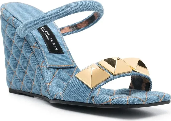 110mm Stud-Detail Wedge Sandals - Image 2