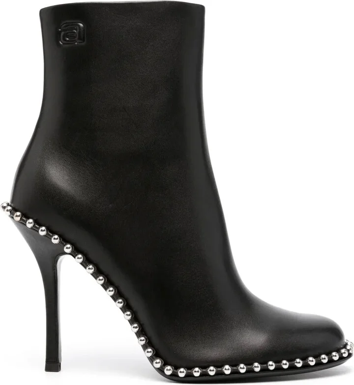 110mm Stud-Embellished Leather Ankle Boots