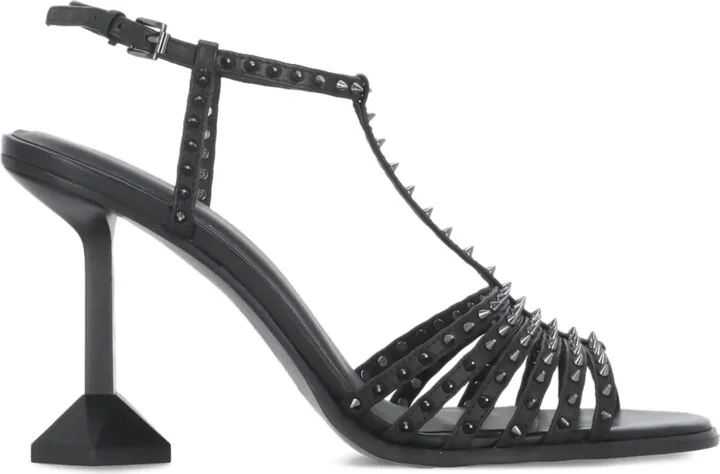 110mm Studded Ankle-Strap Pumps