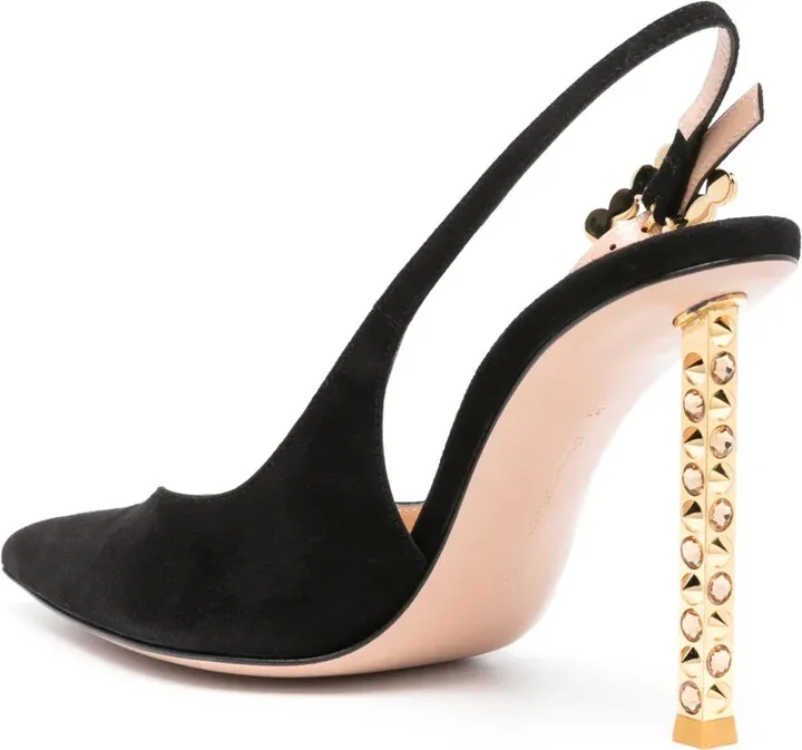 110mm Studded-Heel Slingback Pumps - Image 3