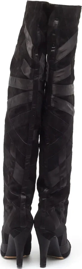 110mm Suede Patchwork-Detail Boots - Image 3