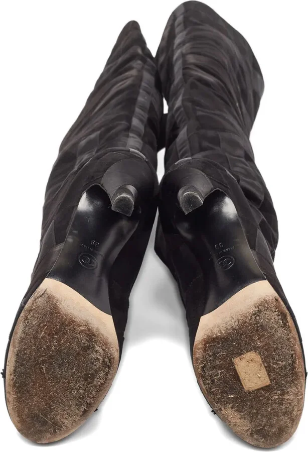 110mm Suede Patchwork-Detail Boots - Image 4