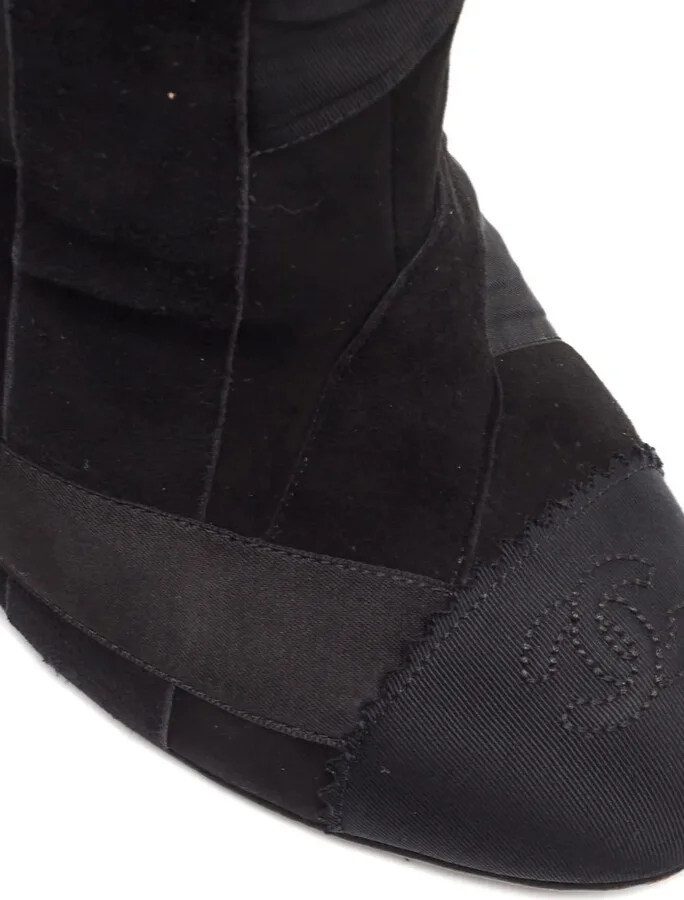 110mm Suede Patchwork-Detail Boots - Image 5