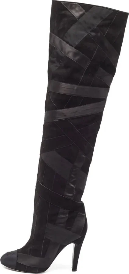 110mm Suede Patchwork-Detail Boots