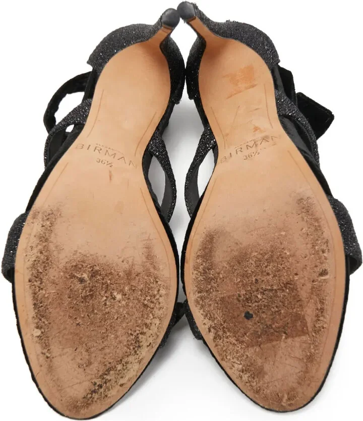 110mm Velvet Bow-Detail Glitter Sandals - Image 4