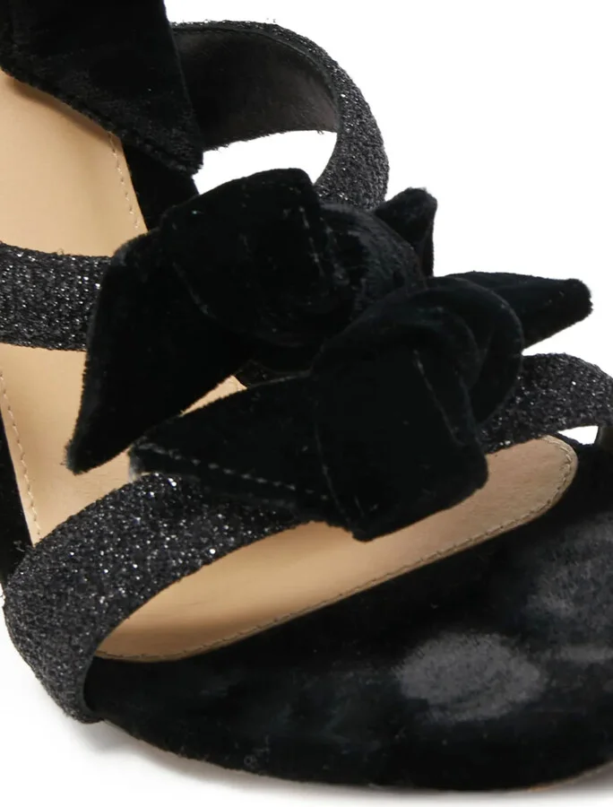 110mm Velvet Bow-Detail Glitter Sandals - Image 5