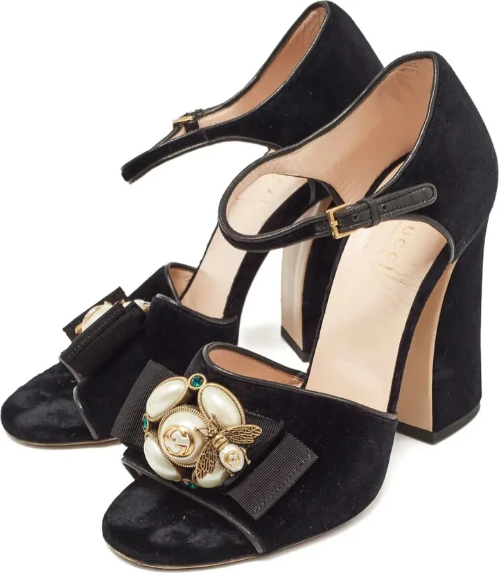 110mm Velvet Heeled Sandals - Image 4