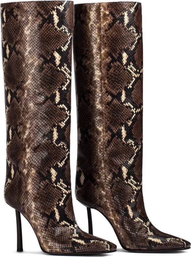 110mm Vittoria snake-print leather stiletto boots - Image 2