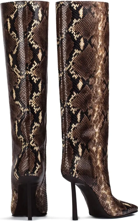 110mm Vittoria snake-print leather stiletto boots - Image 3