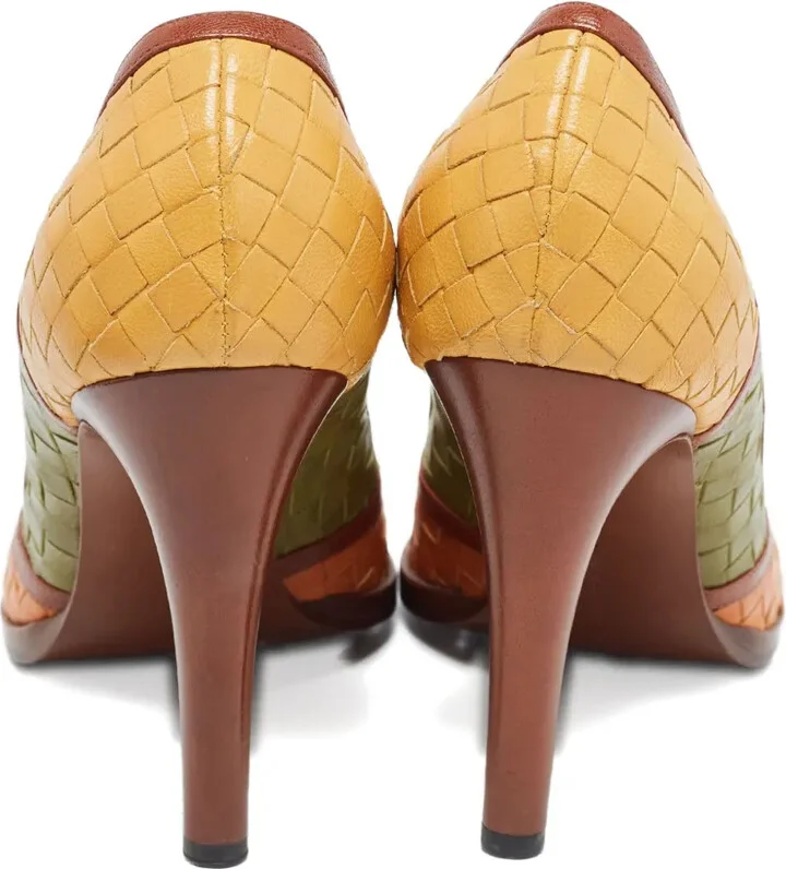 110mm Woven Leather Peep-Toe Pumps - Image 4