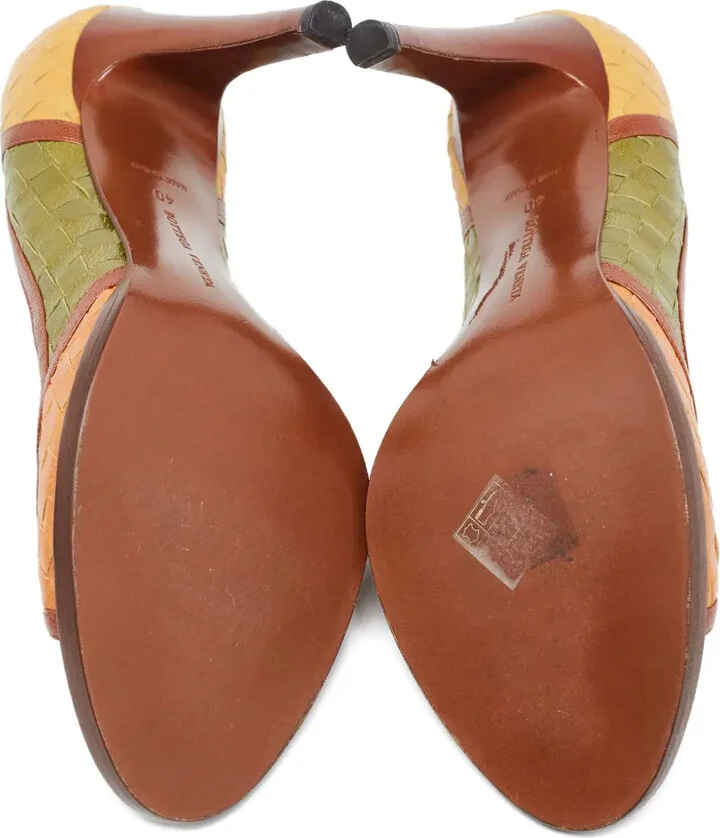 110mm Woven Leather Peep-Toe Pumps - Image 5