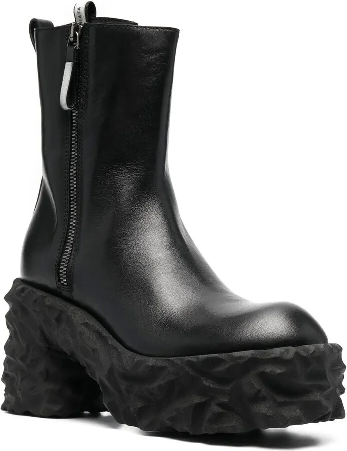 110mm Zip-Up Chunky Leather Boots - Image 2