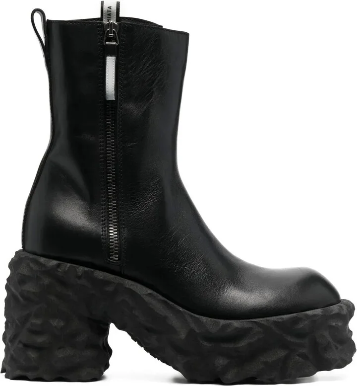 110mm Zip-Up Chunky Leather Boots