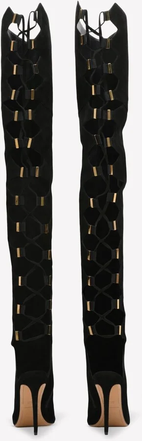 115 Lace-up Suede Leather Knee-High Boots - Image 3
