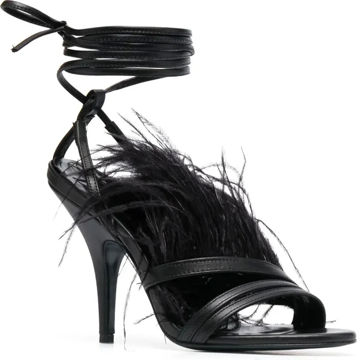 115mm Ankle-Tie Leather Sandals - Image 2