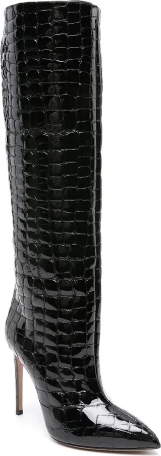 115mm Crocodile-Embossed Leather Boots - Image 2