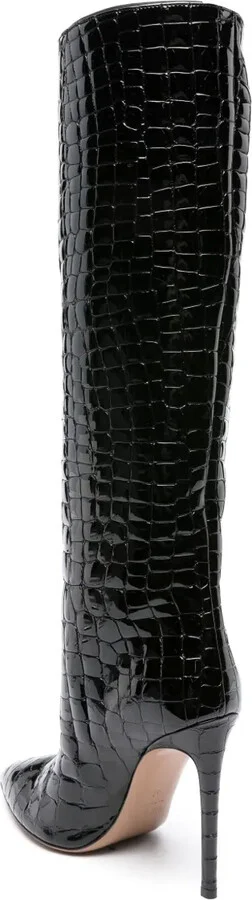 115mm Crocodile-Embossed Leather Boots - Image 3