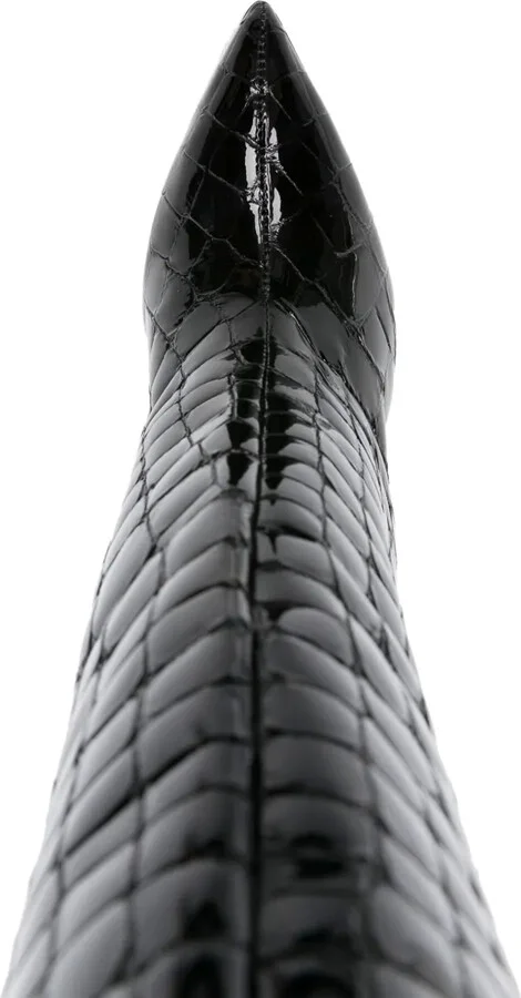 115mm Crocodile-Embossed Leather Boots - Image 4