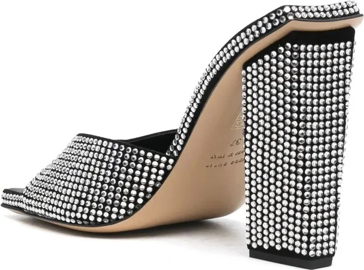 115mm Crystal-Embellished Block Heels - Image 3