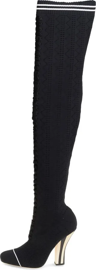 115mm Lace-Up Thigh-High Boots