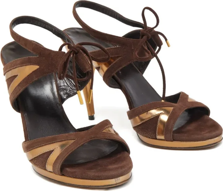 115mm Leather Heeled Sandals - Image 2