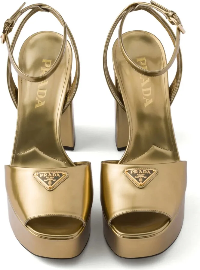 115mm Leather Platform Sandals - Image 3