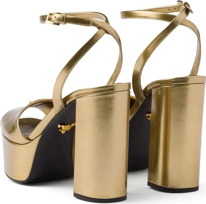 115mm Leather Platform Sandals - Image 4
