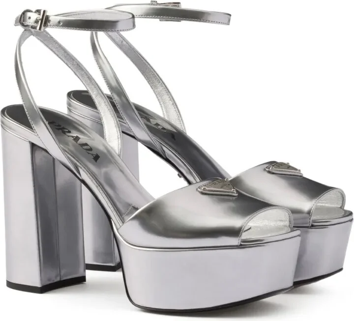 115mm Leather Platform Sandals - Image 2