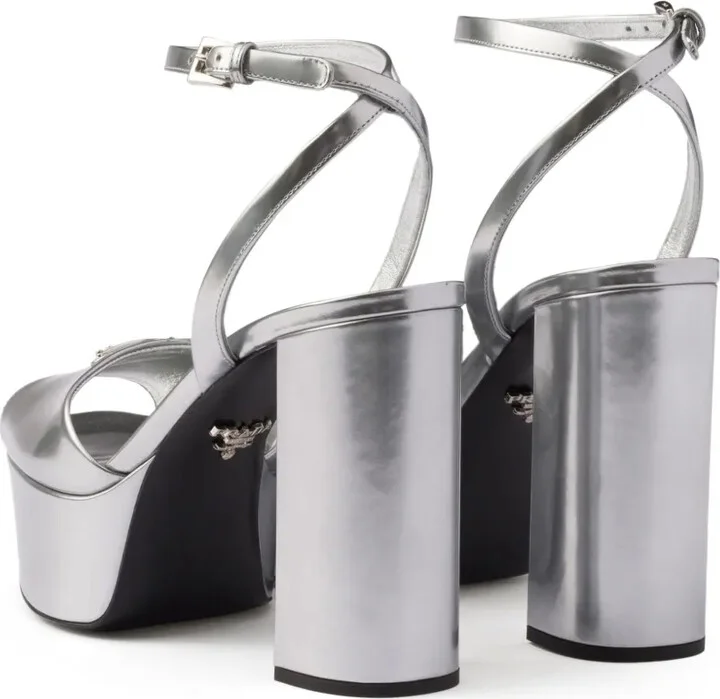 115mm Leather Platform Sandals - Image 3