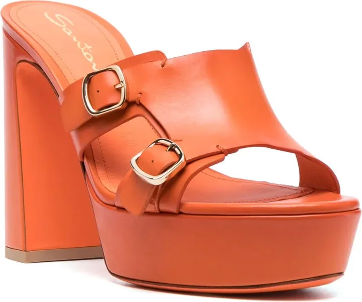 115mm Leather Platform Sandals - Image 2